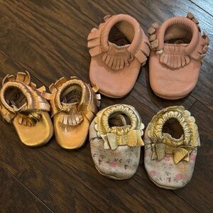 Freshly Picked Pink, Gold, and Floral Kids Moccasins
